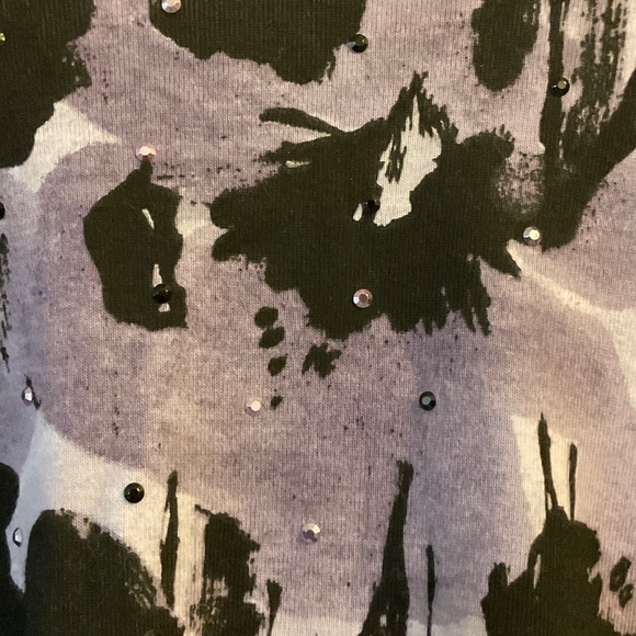 Nicole Miller Black and Purple Floral Long Sleeve Top - Picture 3 of 5